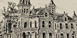 drawing of the Delaware County Jail 1800s